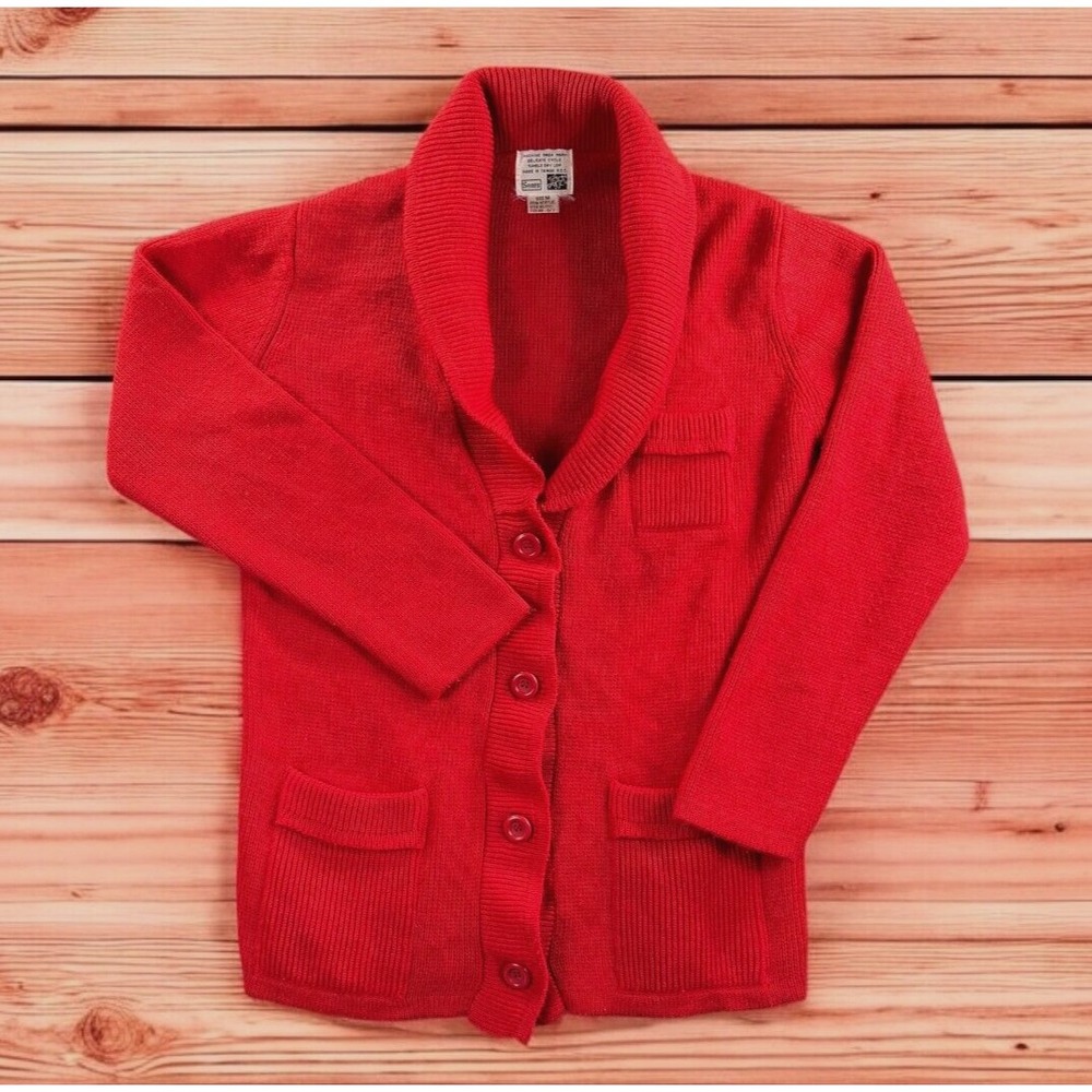 Sears Cardigan‎ Women Medium Vintage Red Boho Library Cottage Shawl Button Chore